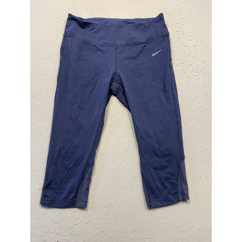 Nike Dri-FIT Leggings Nylon Spandex Navy Blue Large Womens